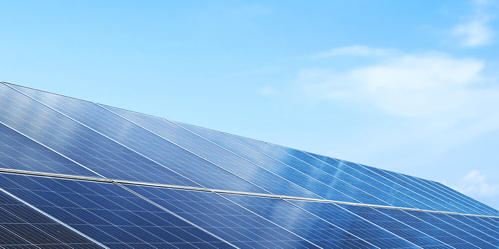 Solar,Cell,Panels,With,A,Sky,Background.,Alternative,Electricity,Source